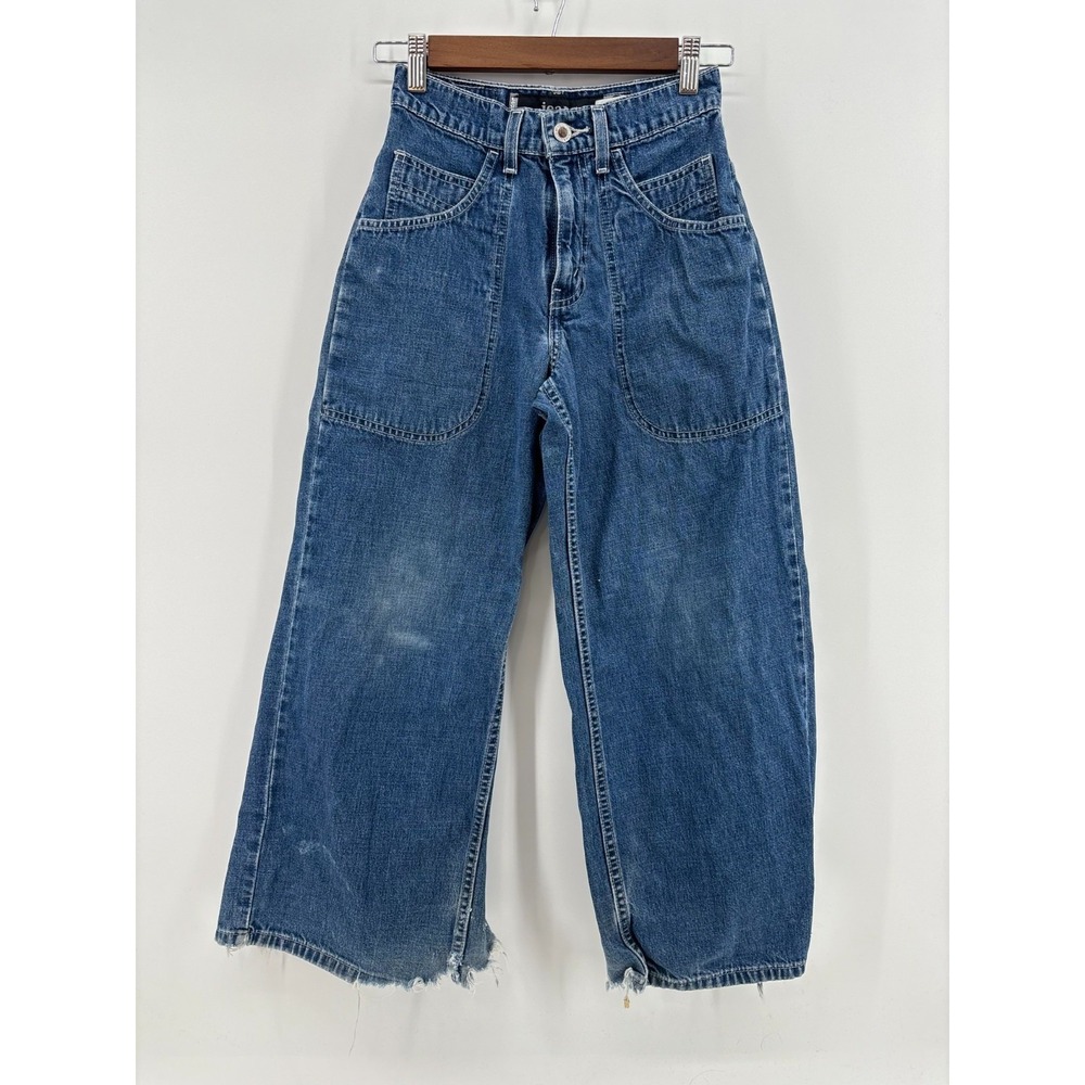 Levi's SilverTab Wide Leg Jeans Boys Blue Denim Distressed Frayed 10 Vintage